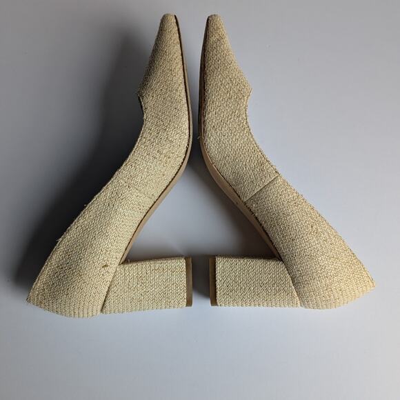 Marc Fisher Zala Block Heel Pointy Toe Pump Natural Raffia Sz Women's US 7 - Picture 4 of 7